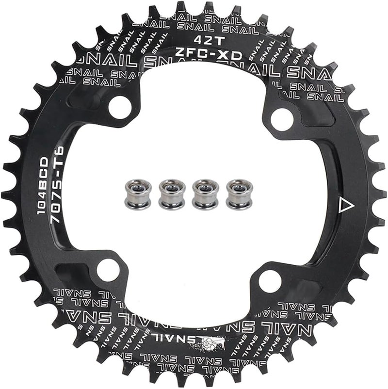 FOMTOR 104 BCD Chainring (30-52T) 7-12 Speed Compatible CNC 7075 Aluminum Narrow Wide Tooth Round Oval Chainrings for MTB/Road Bike Ebike Chainwheel Black/Red - Image 1